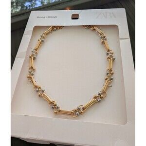 Zara Necklace Womens Gold/Silver Combination Metal Piece 20" Chain Link Eternity